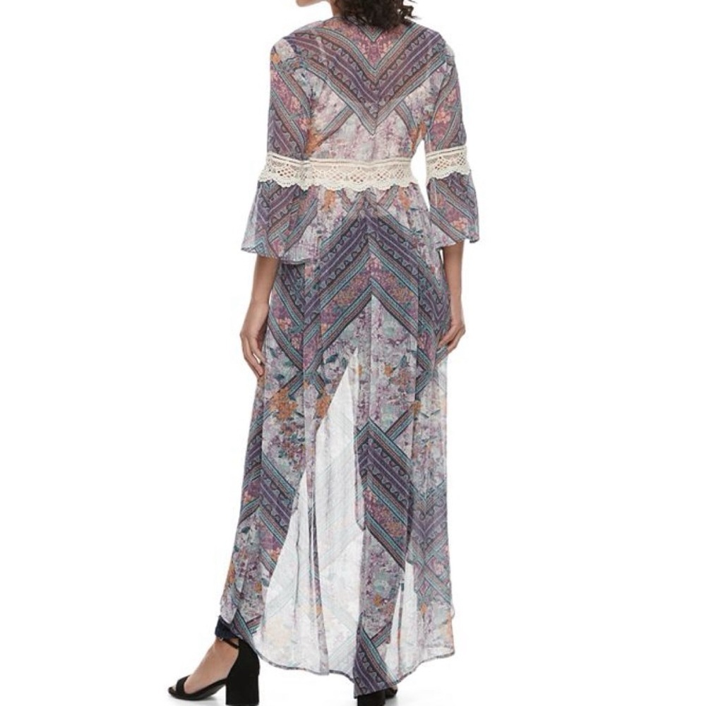 Mason & Belle Sheer Floral Long Cardigan Shawl - Picture 2 of 8